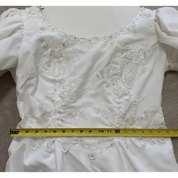 Vintage Wedding Dress Gown Set Veil Cape Headpiece Preserved Keepsake Box - Picture 12 of 16